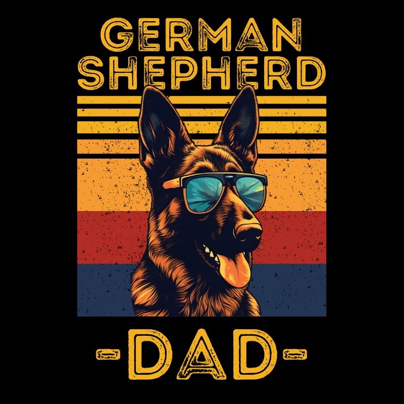 German Shepherd with sunglasses retro