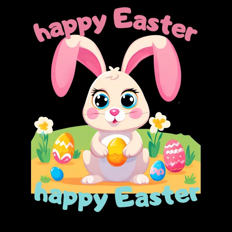 Dessin animé de lapin de Pâques - lapin mignon souhaite de joyeuses Pâques