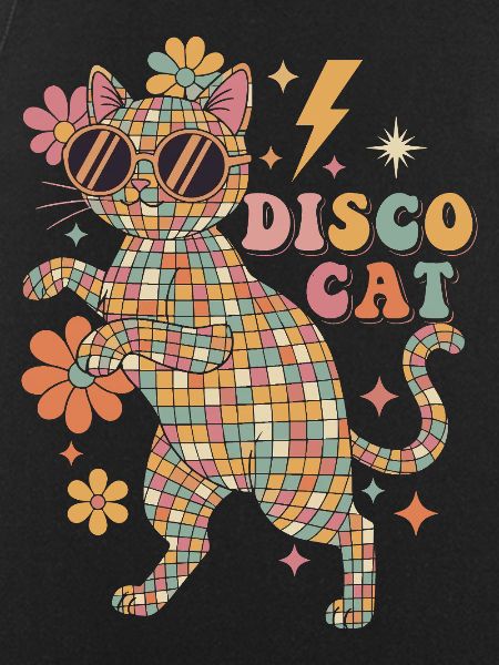 Techno Disco Katze Discokugel Party Lustig
