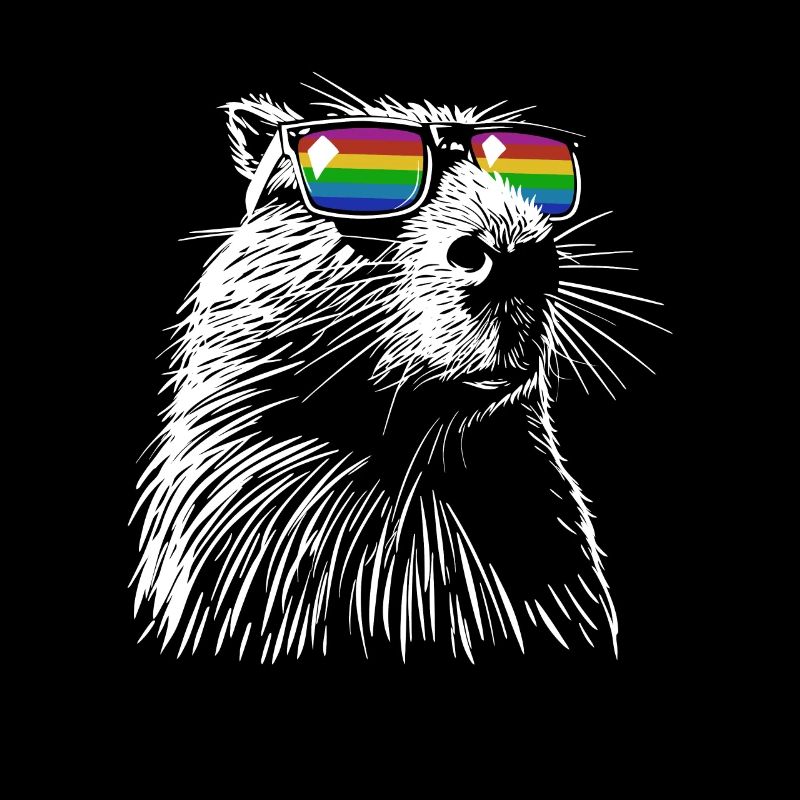 Cooles Capybara - Zeichnung Silhouette Rainbow