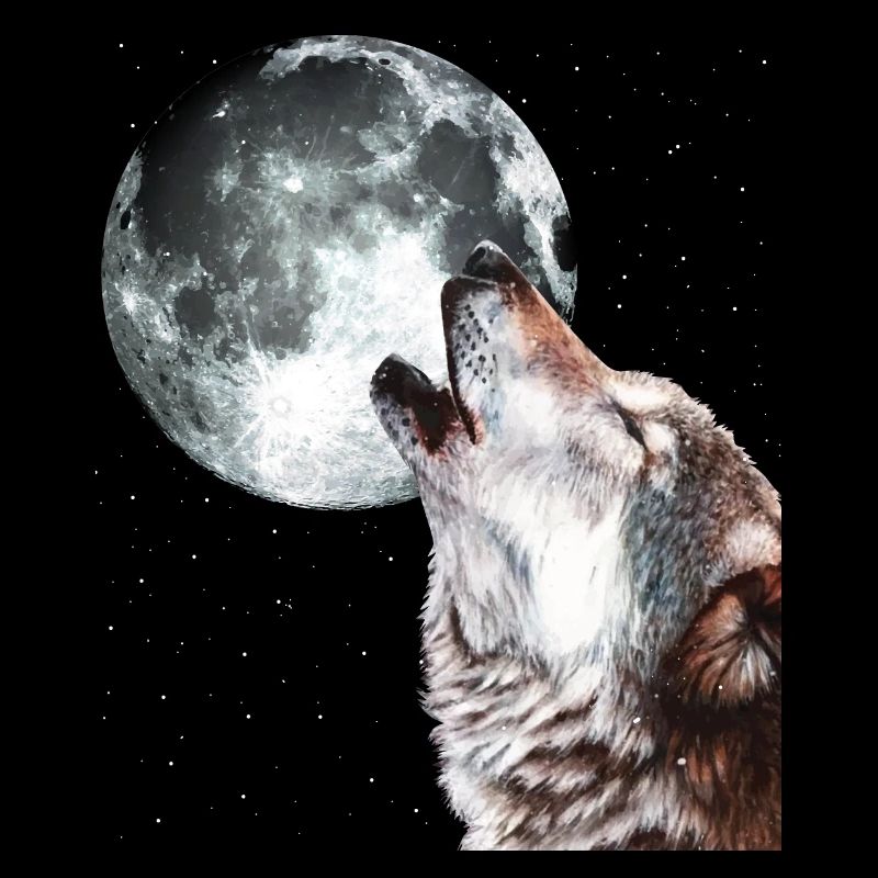 Howling Wolf At The Full Moon Men