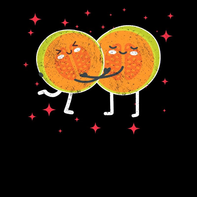 Cute Melon Cantaloupe Couple Hugging Melon Lovers