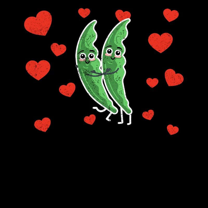 Cute Pea Couple Hugging Pea Fruit Lovers