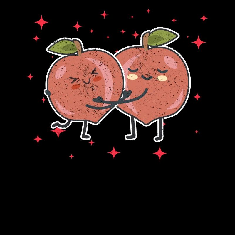 Cute Peach Couple Hugging Peach Fruit Lovers