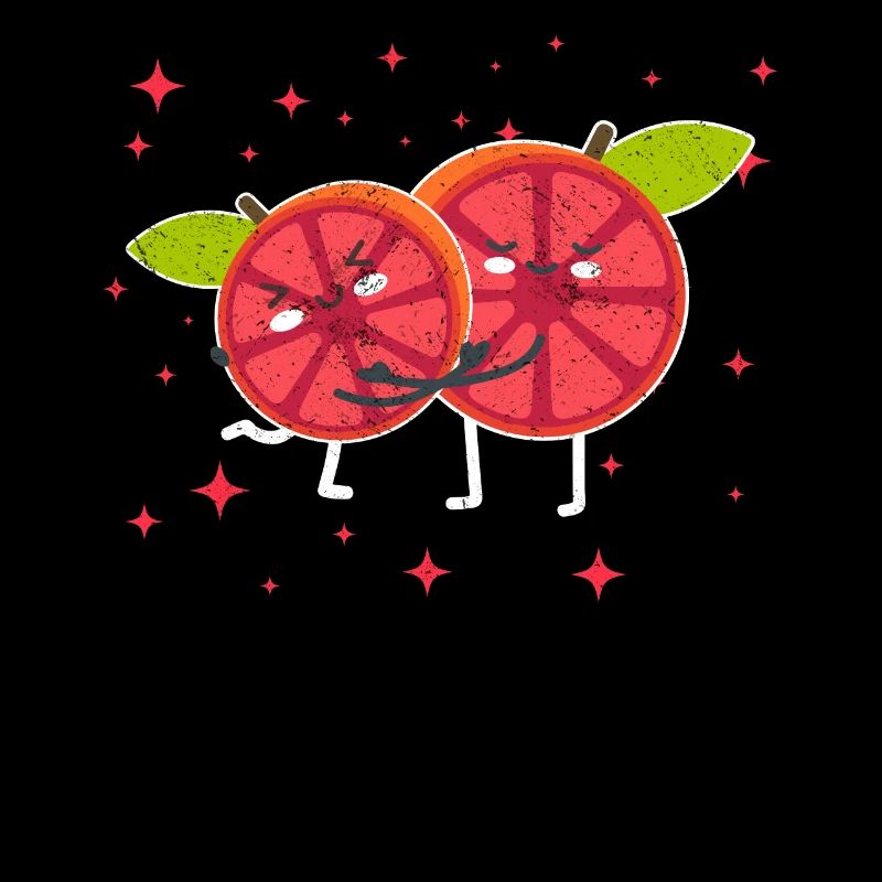 Cute Pomelo Couple Hugging Pomelo Fruit Lovers