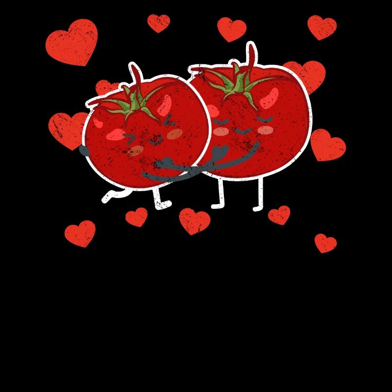 Cute Tomato Couple Hugging Tomato Fruit Lovers
