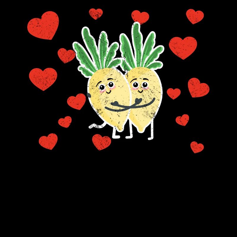 Cute Turnip Couple Hugging Turnip Vegetable Lovers