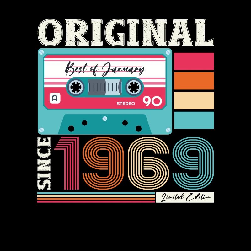 55e anniversaire Cassette janvier Vintage 1969