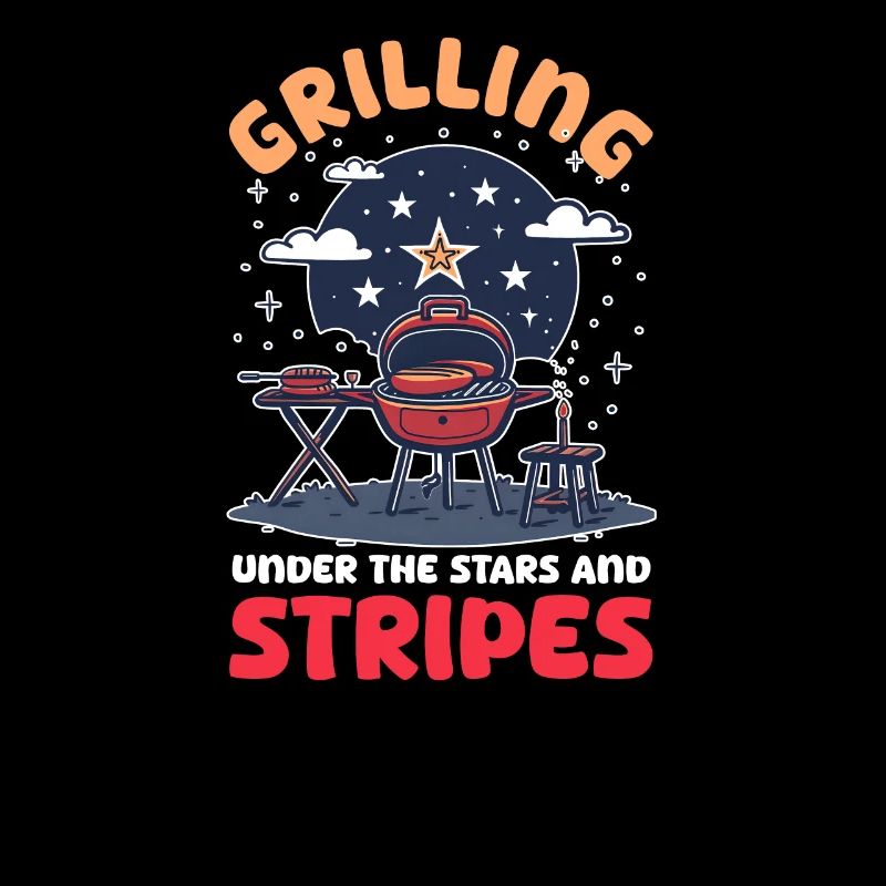 Patriotic Chef Grilling Under the Stars and Stripe