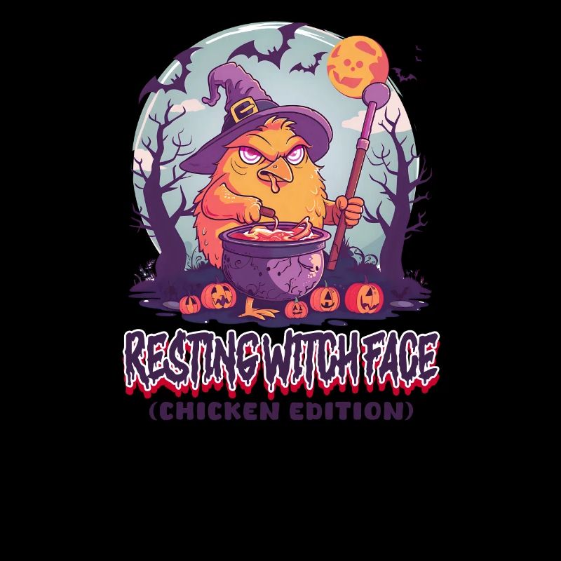 Halloween Chicken Resting Witch Face