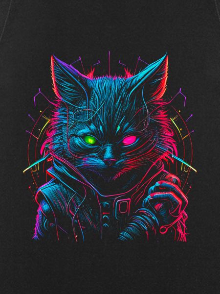 Neon Punk Hacker Cat
