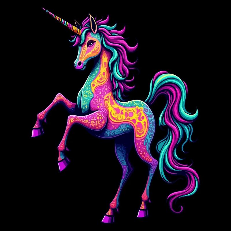 Psychedelisches Neon-Einhorn – Buntes Fantasy-Pferd