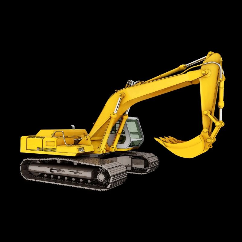 Yellow excavator, backhoe, industry
