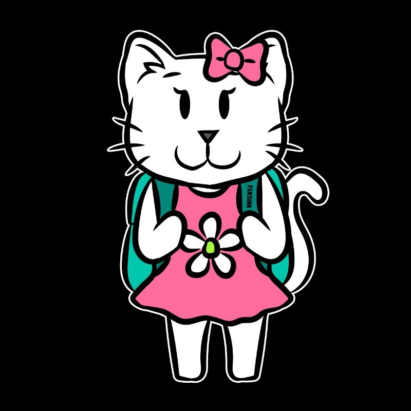 Katze Schule Einschulung Kinder Cartoon Geschenk