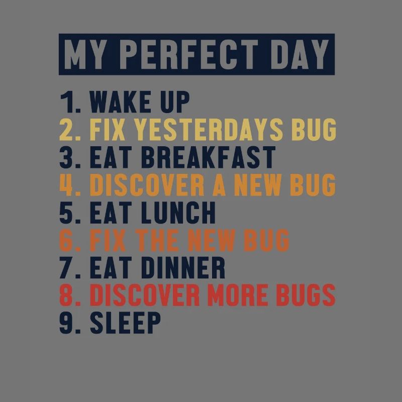 Fix Bugs Perfect Day Developer Coder Programmierer