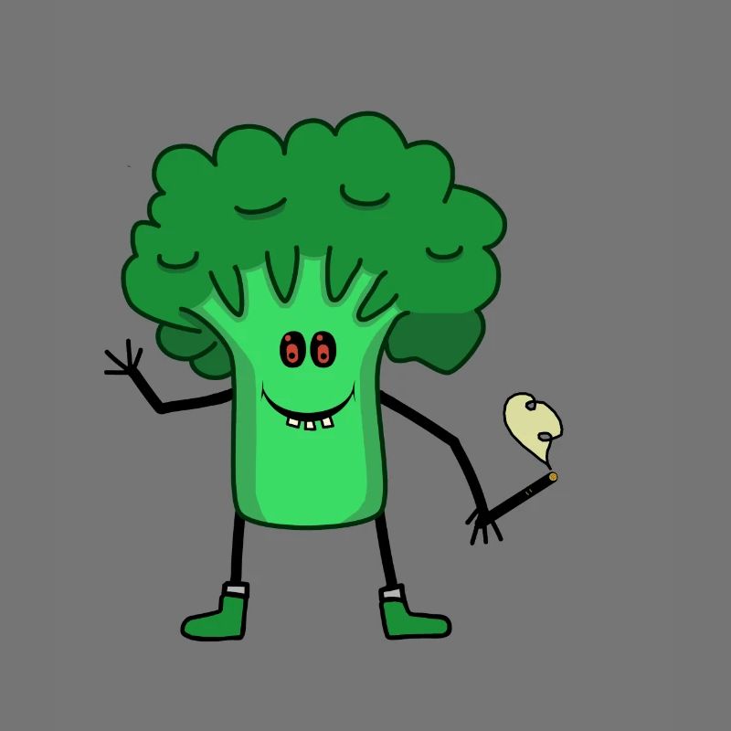 Broccoli Vegetable Teens Smoking Joint Canabis