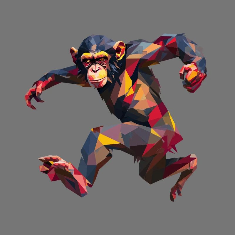 Low Poly Schimpanse Sprint Logo Design