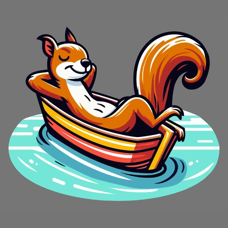 Entspanntes Eichhörnchen im Boot