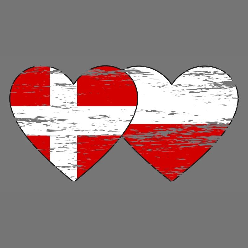 Danemark Pologne drapeau coeur utilisé