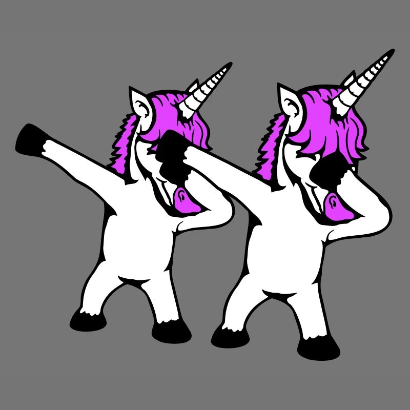 2 Licornes Dabbing Dab Danse Soirée Pose Geste Équipe
