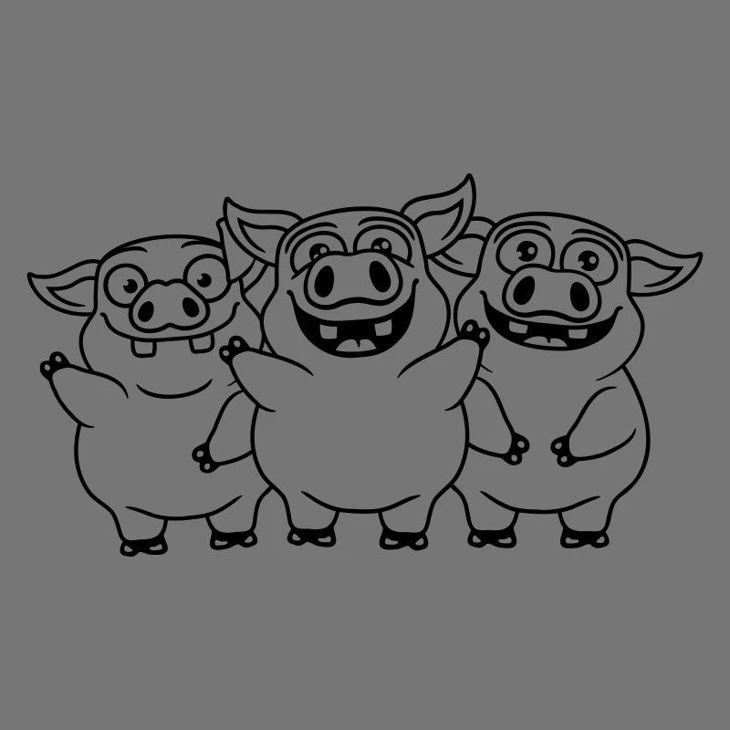 Équipe amicale de cochons drôles