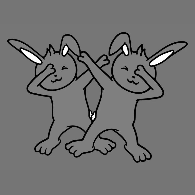 2 Hasen Dabbing Dab Dance Pose Tanzen Party Feiern
