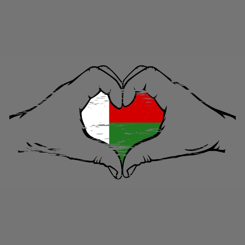 Drapeau de Madagascar en forme de coeur utilisé