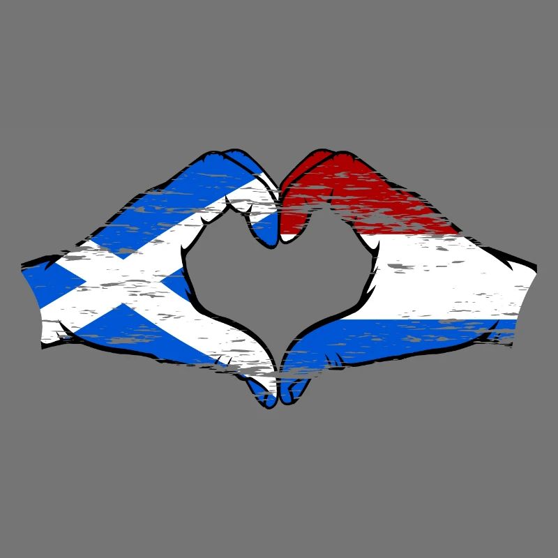 Ecosse Hollande drapeau mains forme de coeur utilisé