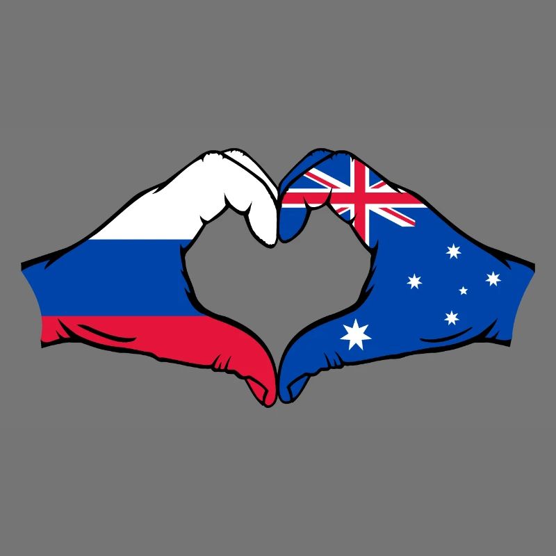 Forme de coeur du drapeau de la Russie et de l’Australie