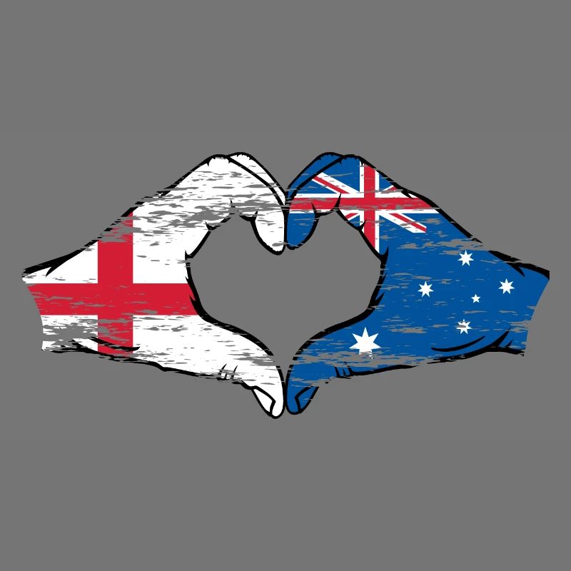Angleterre Australie drapeau coeur utilisé