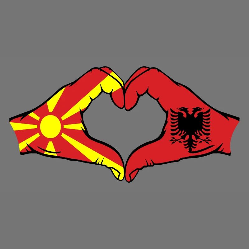 Macédoine Albanie Drapeau Mains Coeur Forme