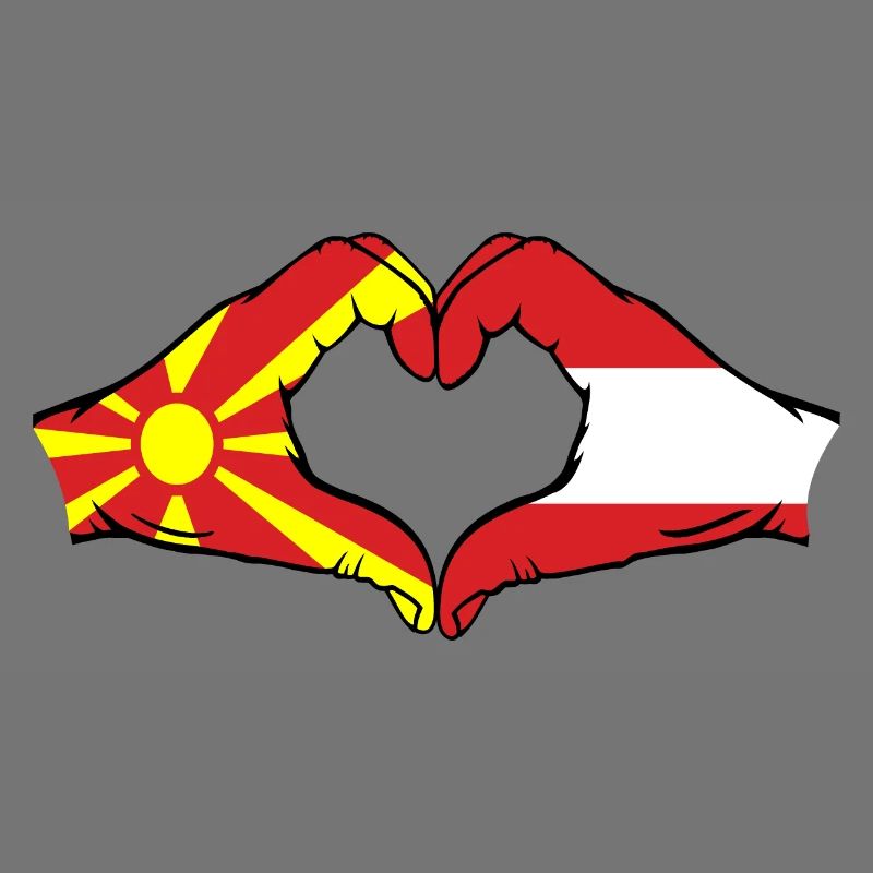 Macédoine Autriche Drapeau Mains Coeur Forme