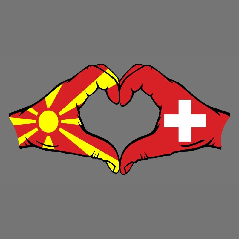 Macédoine Suisse Drapeau Mains Coeur Forme