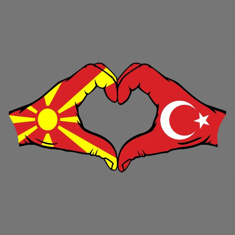 Macédoine Turquie Drapeau Mains Coeur Forme