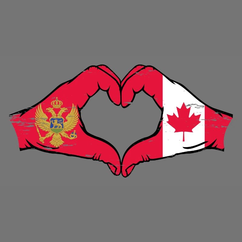 Monténégro Canada drapeau mains forme coeur utilisé