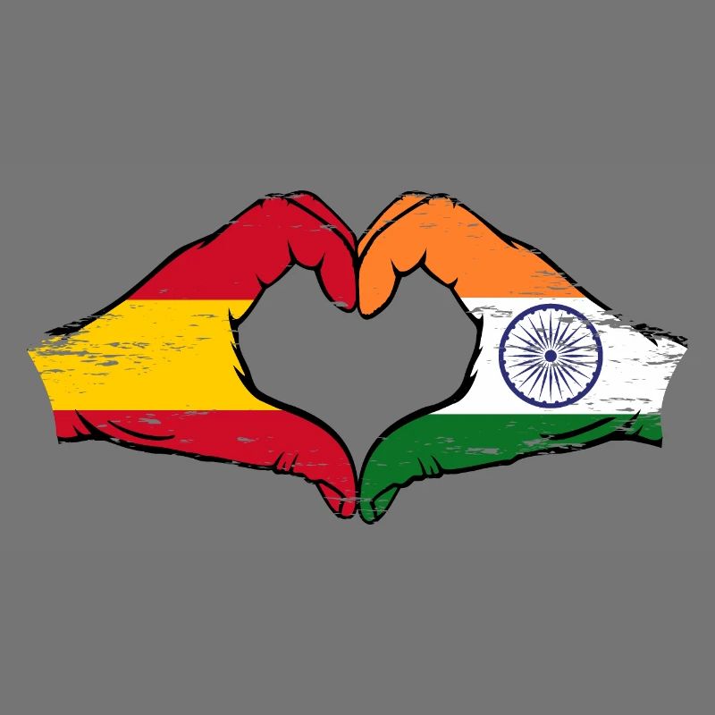 Spain India hands heart shape used