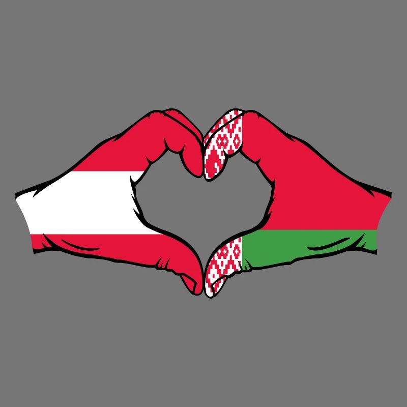 Autriche Biélorussie drapeau mains forme coeur