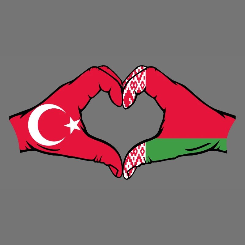 Turkey Belarus Flag Hands Heart Shape