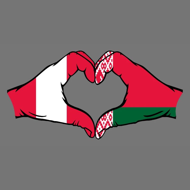 Pérou Biélorussie Drapeau Mains Coeur Forme