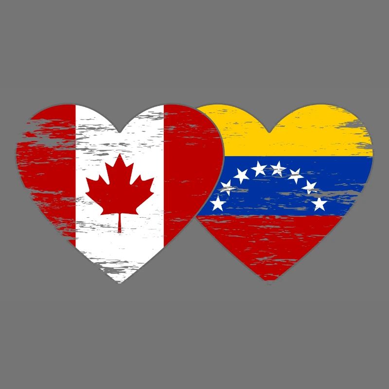 Drapeau Canada Venezuela coeur utilisé