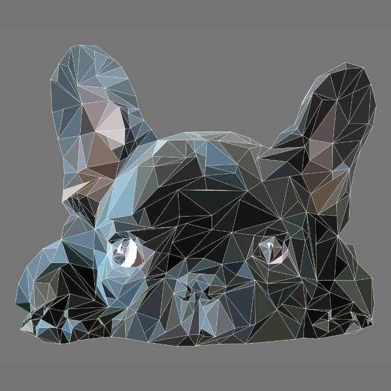 French Bully super süsses Low Poly Geschenk Design