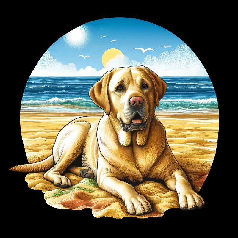 Chien de laboratoire sur la plage dessin