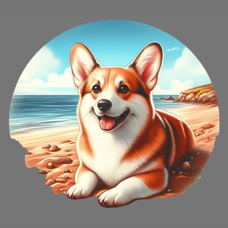 Welsh Corgi on the Beach