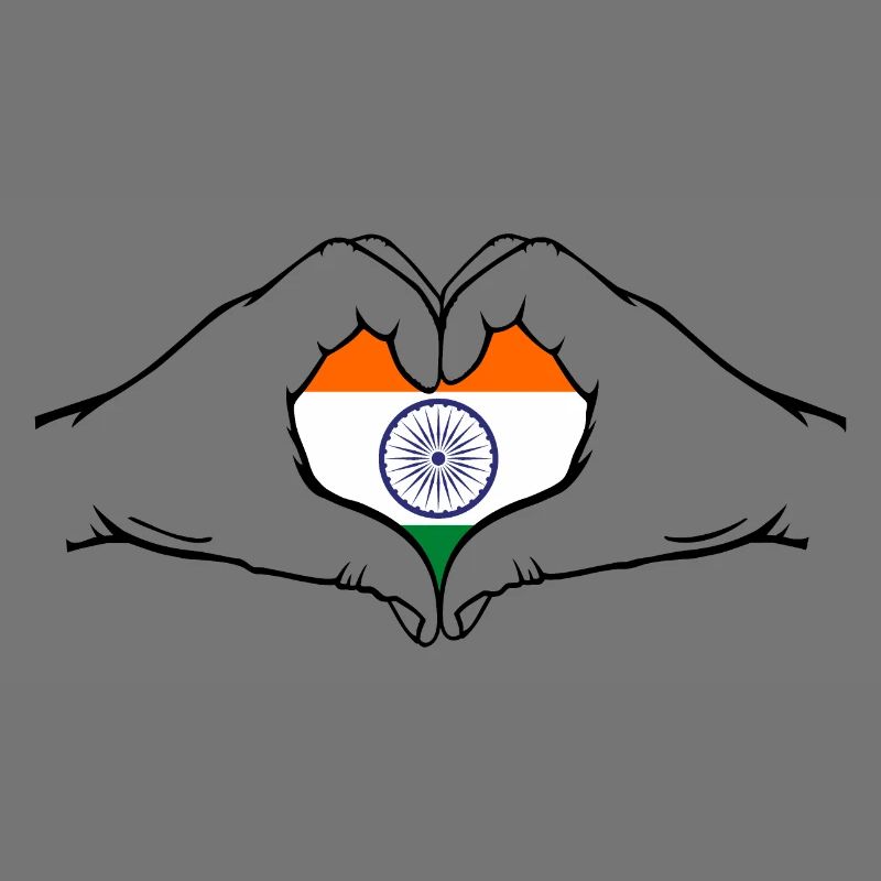 Drapeau de l’Inde Mains Coeur Forme