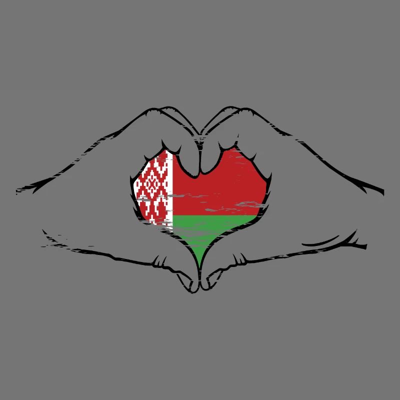 Drapeau de la Biélorussie mains forme de coeur utilisé