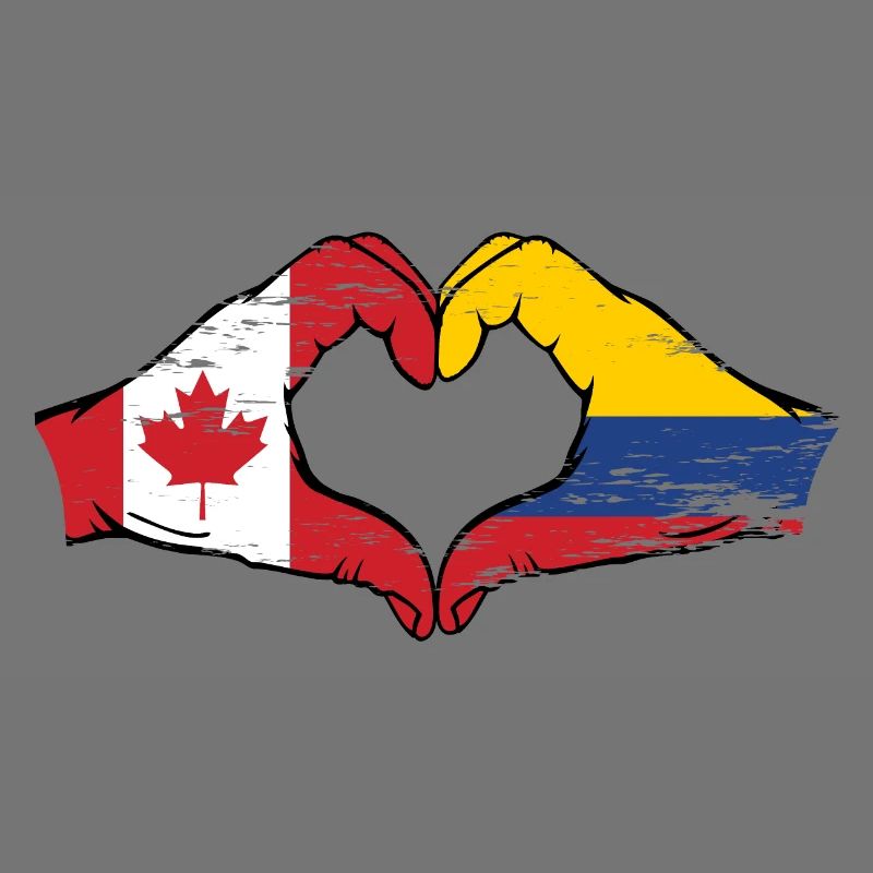 Canada Colombie drapeau mains coeur utilisé