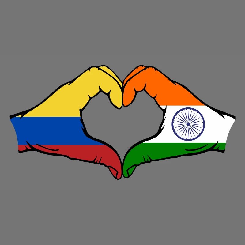 Colombie Inde Drapeau Mains Coeur Forme