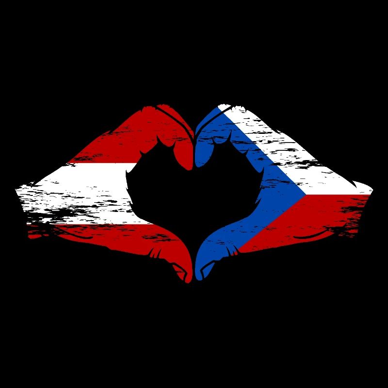 Autriche République tchèque drapeau mains coeur utilisé