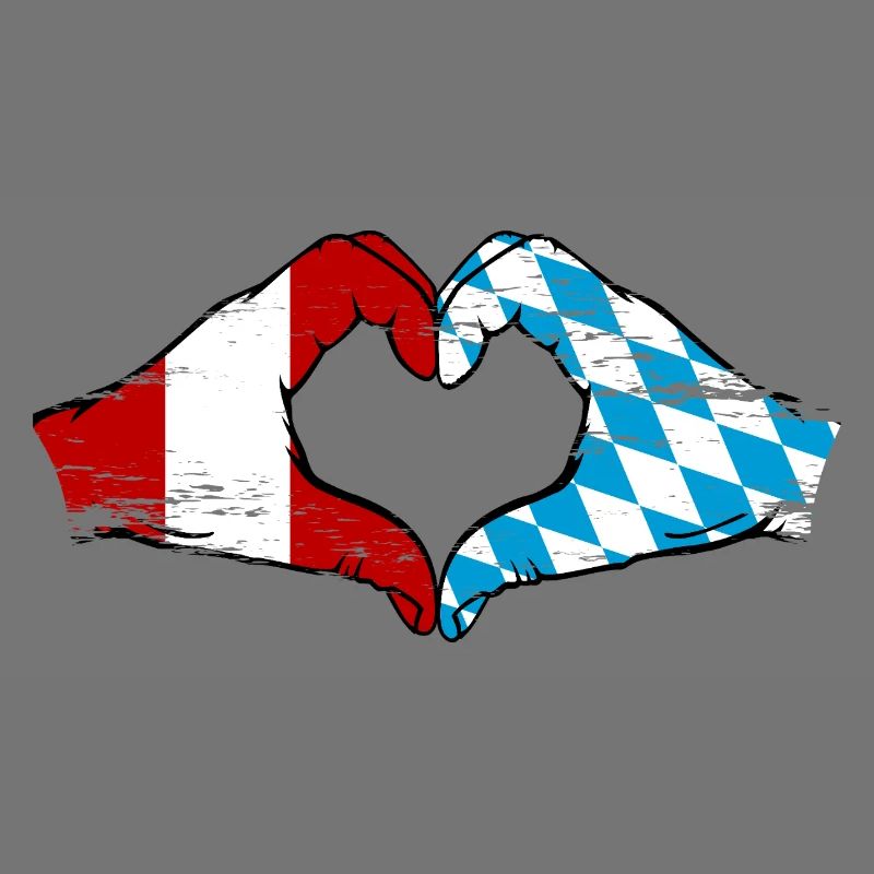 Pérou Bavière drapeau mains forme de coeur utilisé