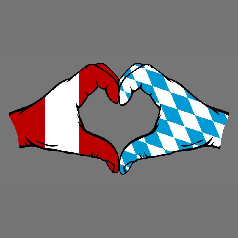 Pérou Bavière drapeau mains forme coeur